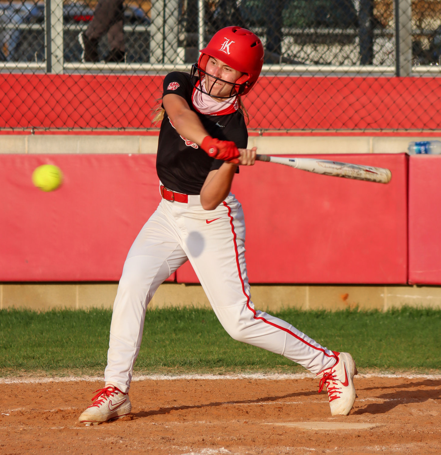 Katy High freshman Ashtyn Reichardt (25) prepares to take a swing during a game against Cinco Ranch on Tuesday, April 6, at Katy High.